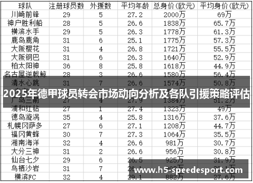 2025年德甲球员转会市场动向分析及各队引援策略评估