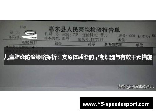儿童肺炎防治策略探析：支原体感染的早期识别与有效干预措施